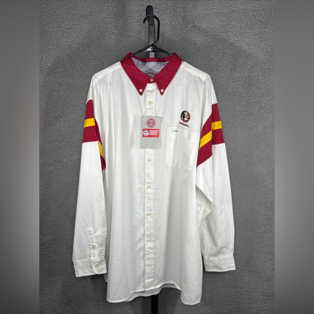 Florida State Seminole Shirt Men's XL White Button-Down Long Sleeve NWT  #0298